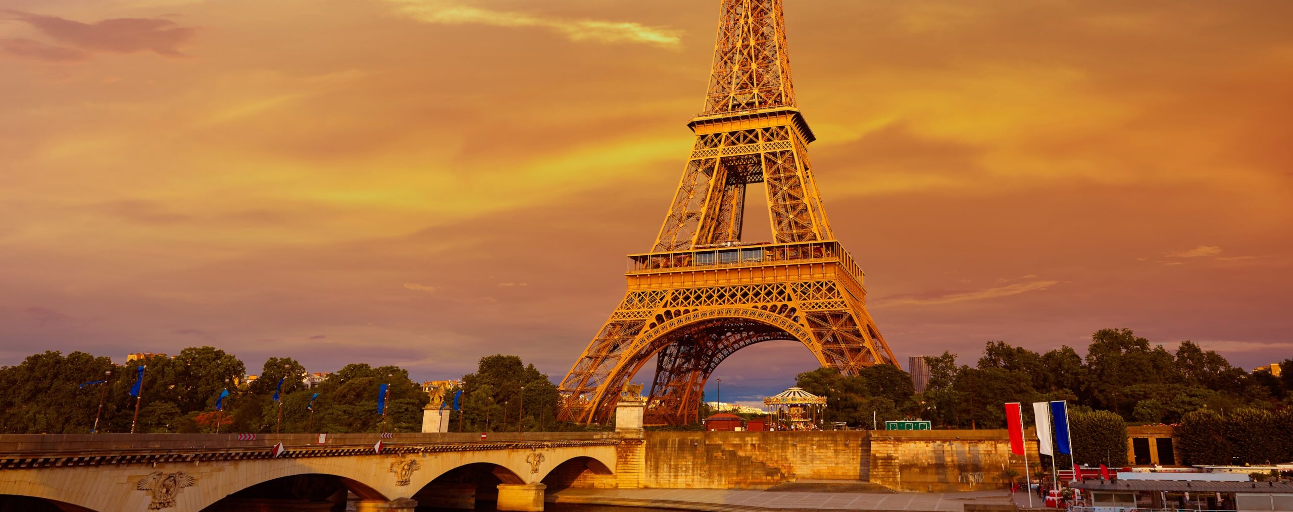 France Paris Eiffel Tower Sunset