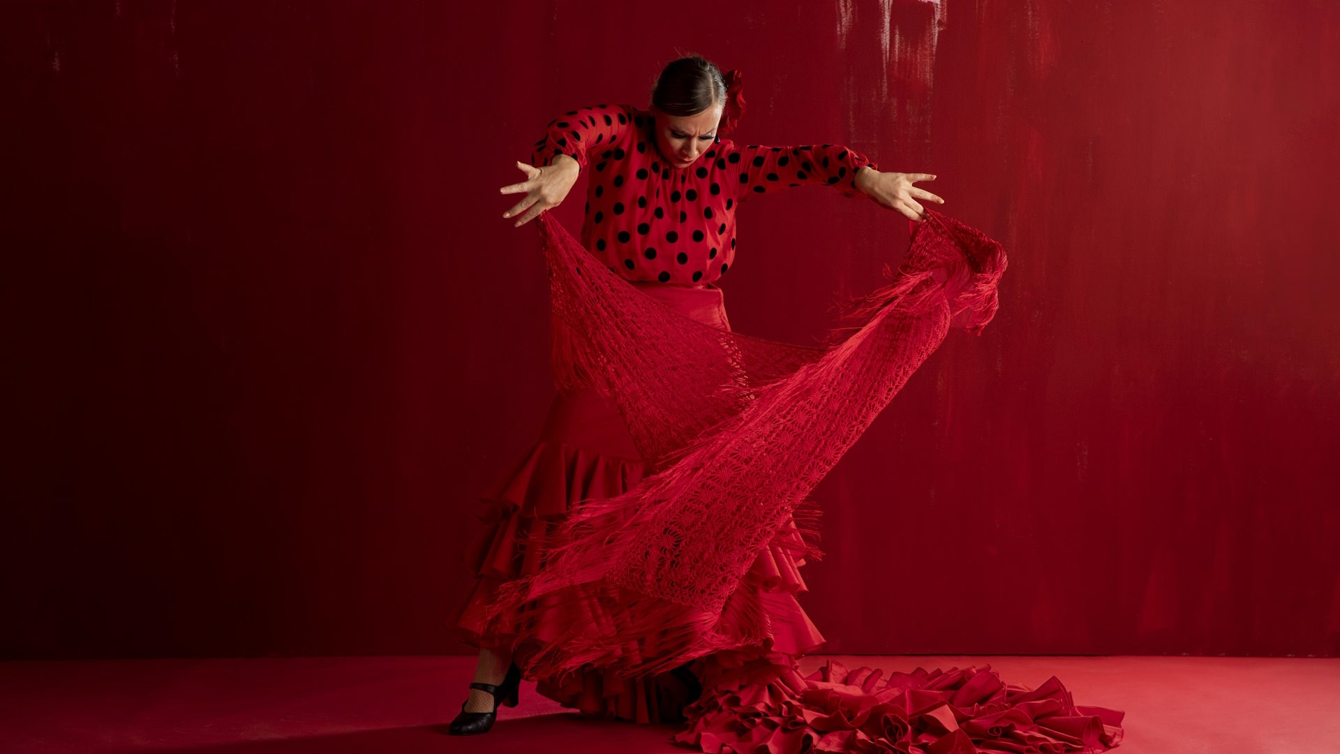 flamenco dancer in dramatic red